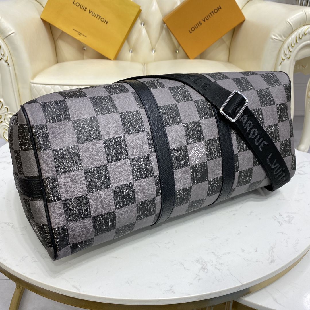 #n80404 l**is V*t*n damier checkerboard keepall bandoulière 45 bag-black
