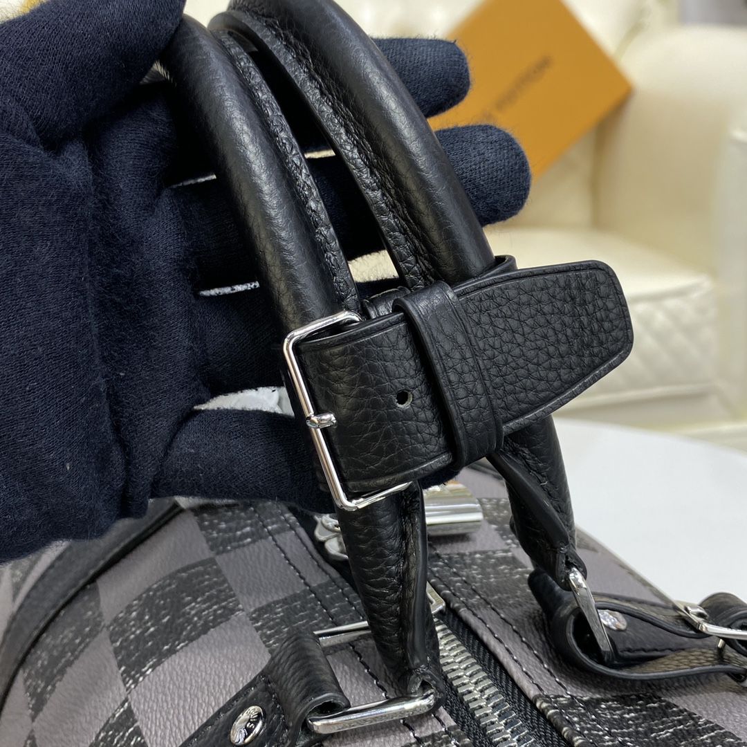 #n80404 l**is V*t*n damier checkerboard keepall bandoulière 45 bag-black
