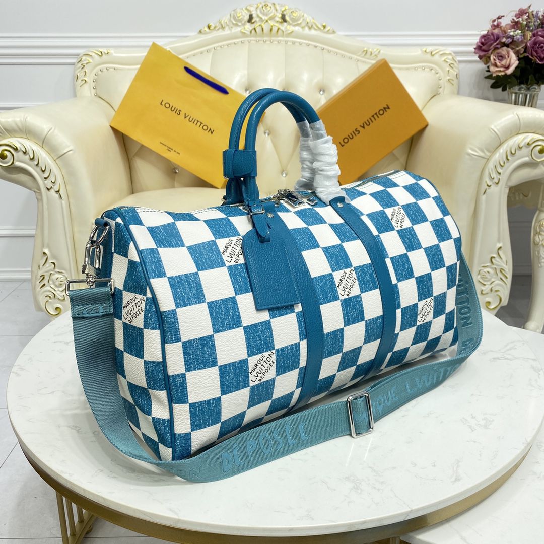 #n80404 l**is V*t*n damier checkerboard keepall bandoulière 45 bag