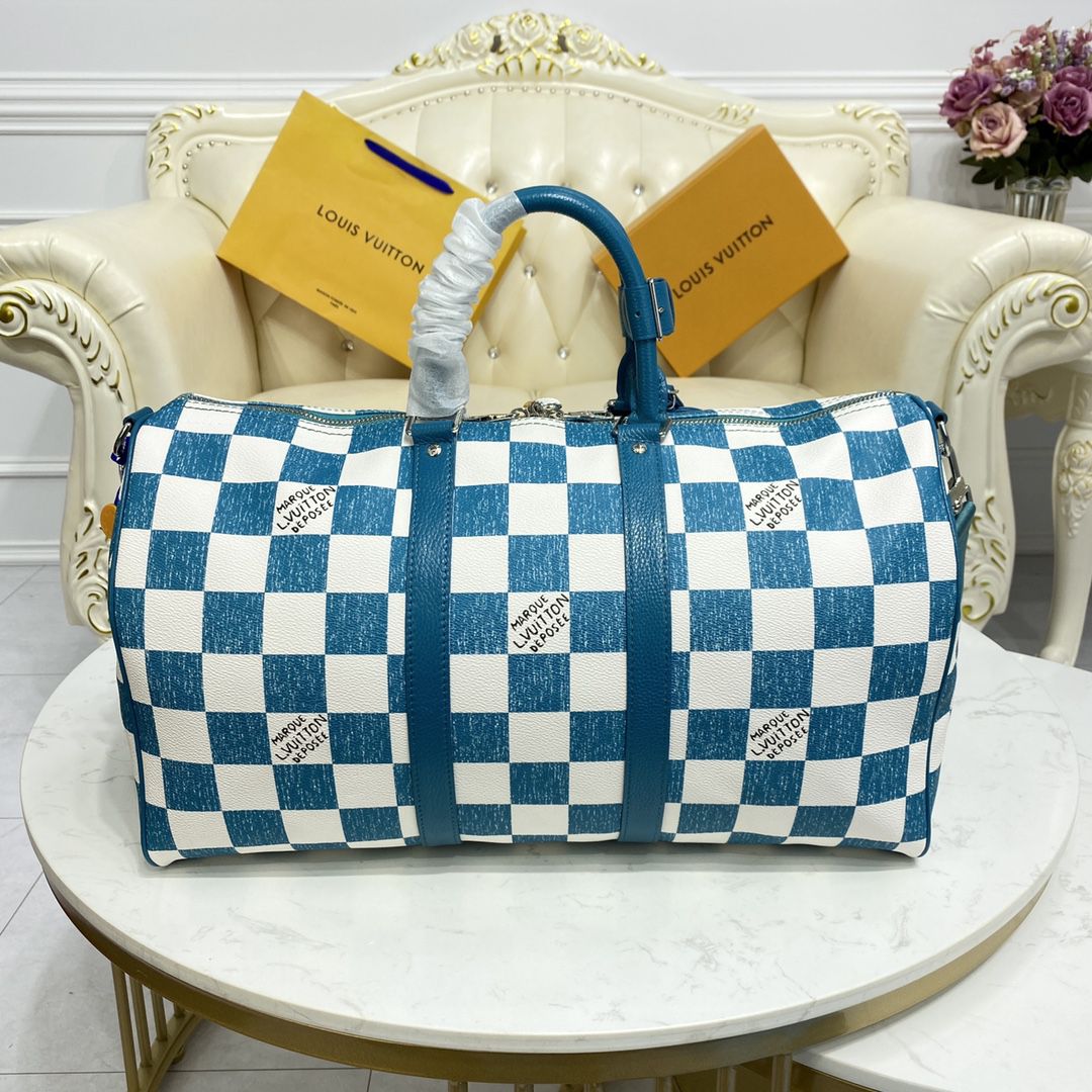 #n80404 l**is V*t*n damier checkerboard keepall bandoulière 45 bag