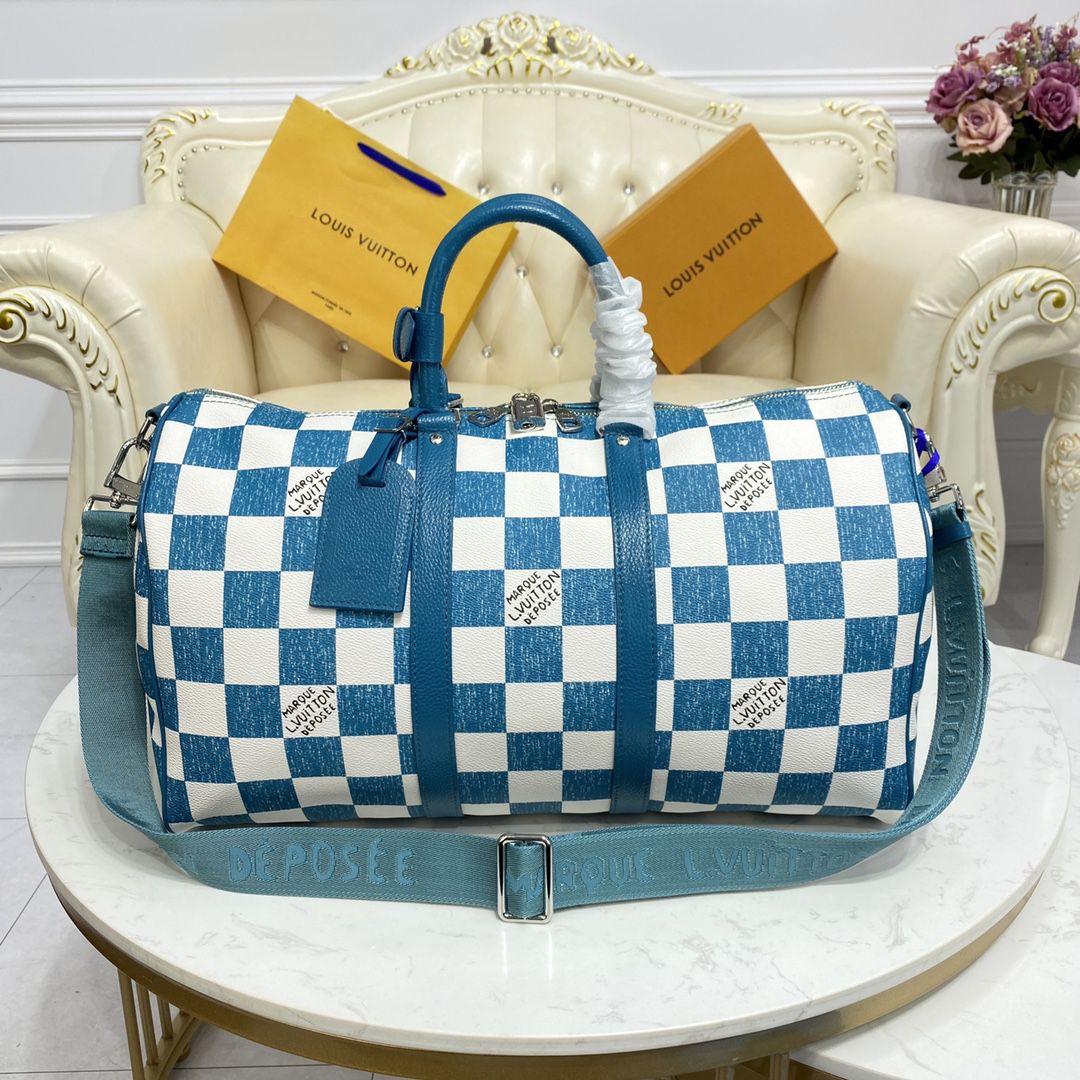 #n80404 l**is V*t*n damier checkerboard keepall bandoulière 45 bag