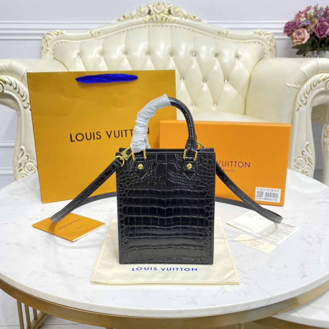 #n99487 l**is V*t*n brilliant alligator leather petit sac plat bag-black