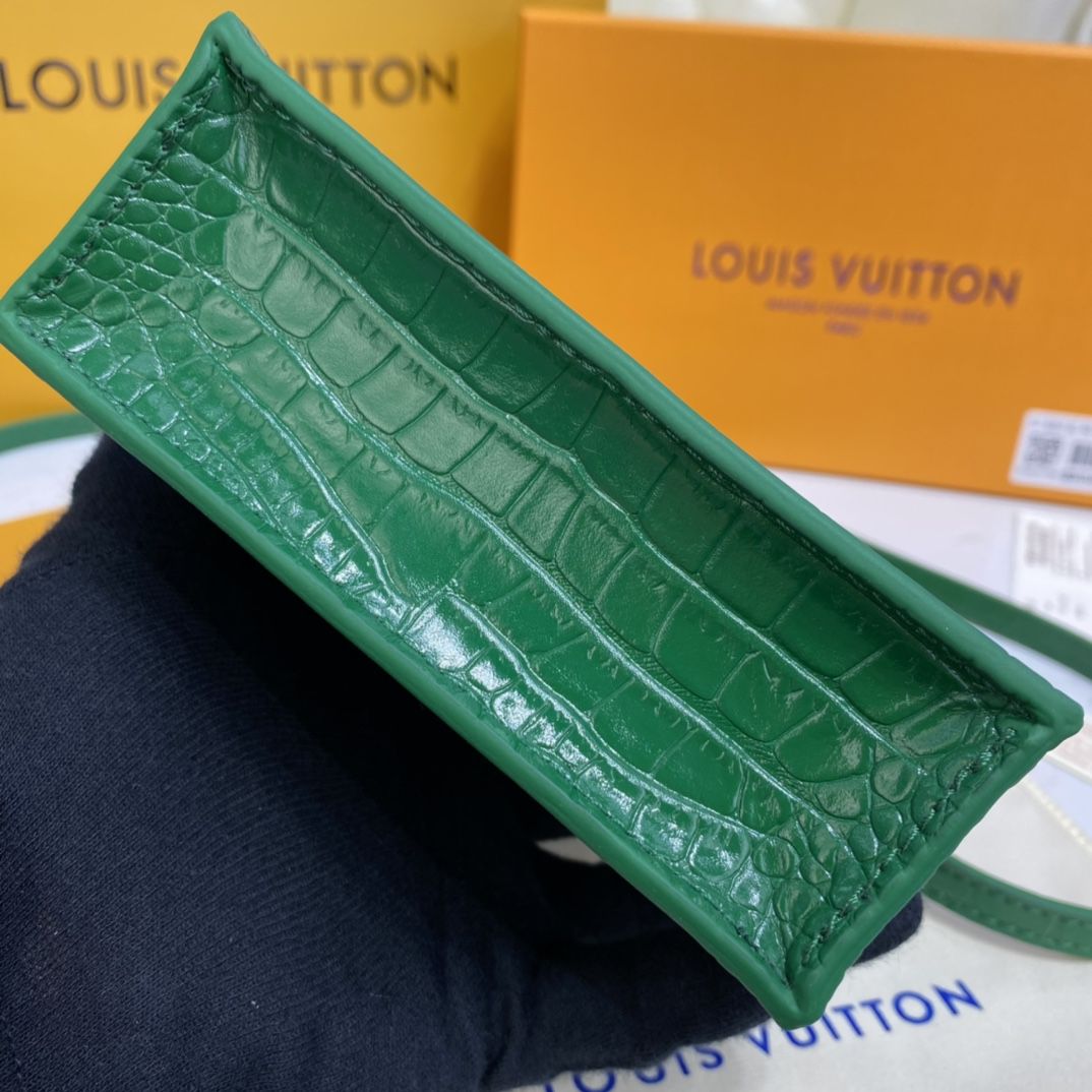 #n99487 l**is V*t*n brilliant alligator leather petit sac plat bag-green