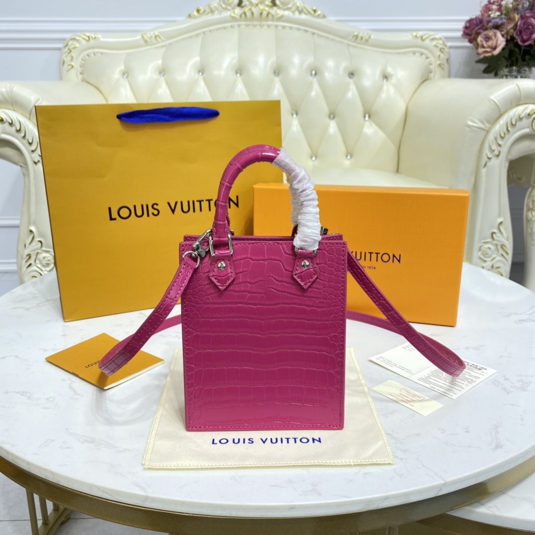 #n99487 l**is V*t*n brilliant alligator leather petit sac plat bag-pink