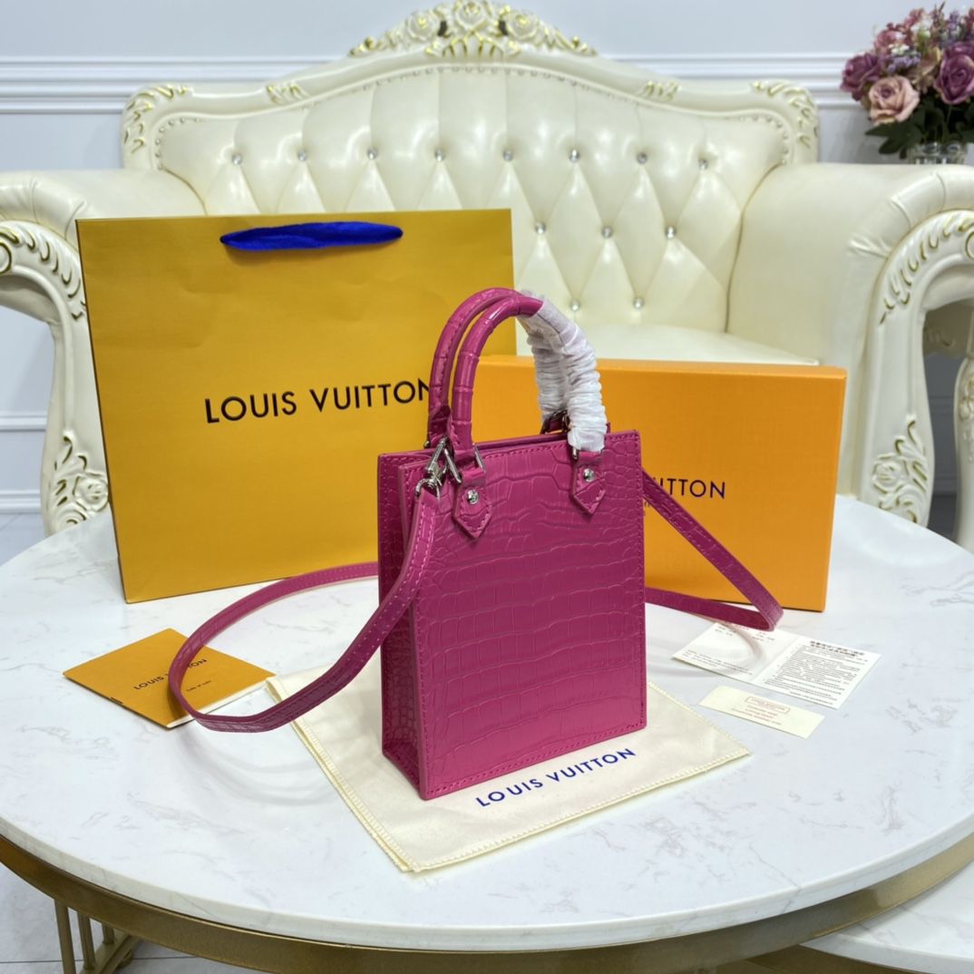 #n99487 l**is V*t*n brilliant alligator leather petit sac plat bag-pink
