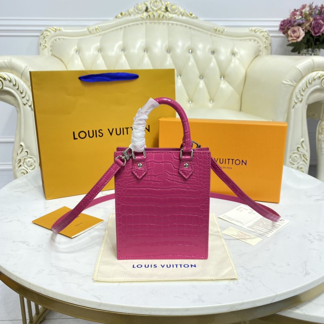 #n99487 l**is V*t*n brilliant alligator leather petit sac plat bag-pink