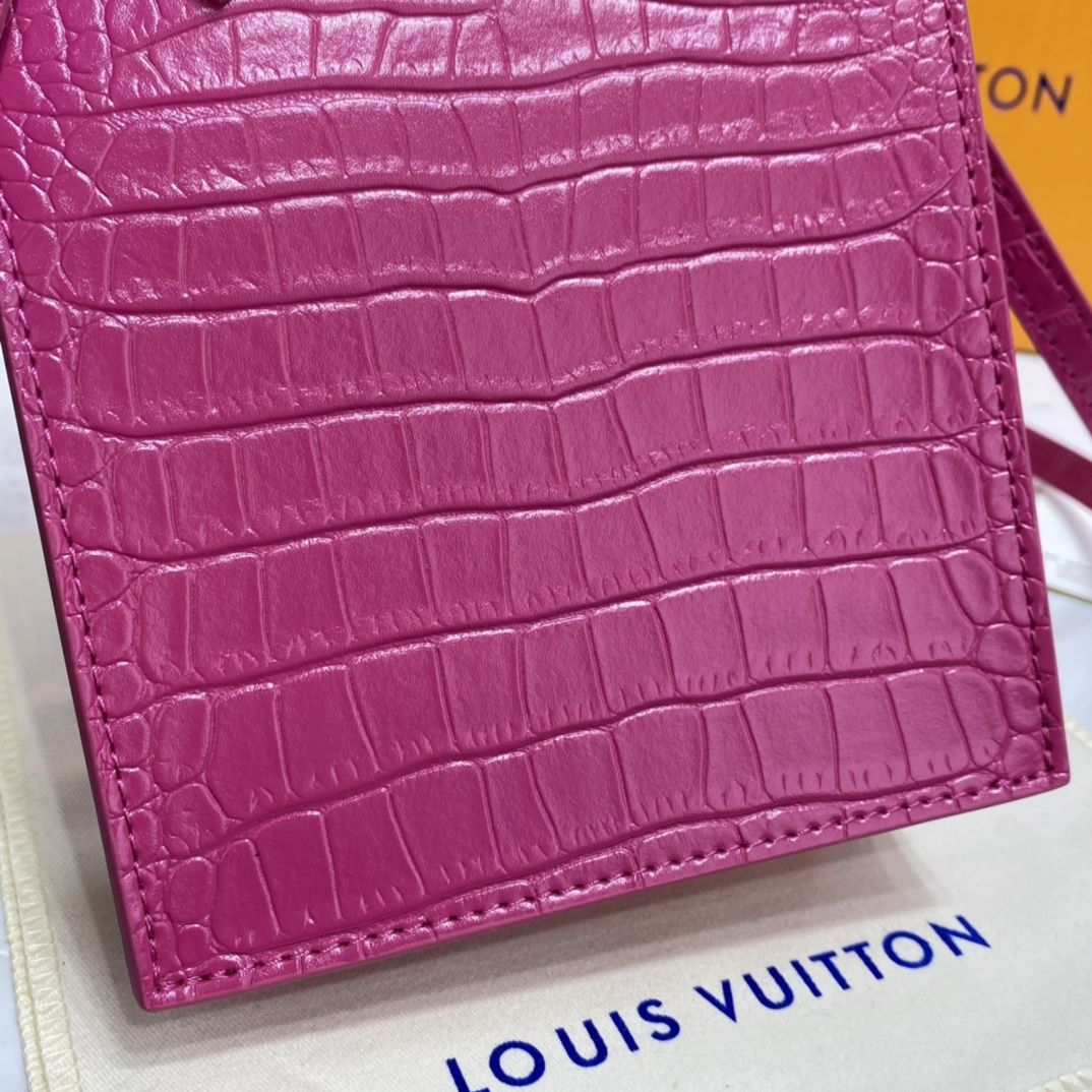 #n99487 l**is V*t*n brilliant alligator leather petit sac plat bag-pink