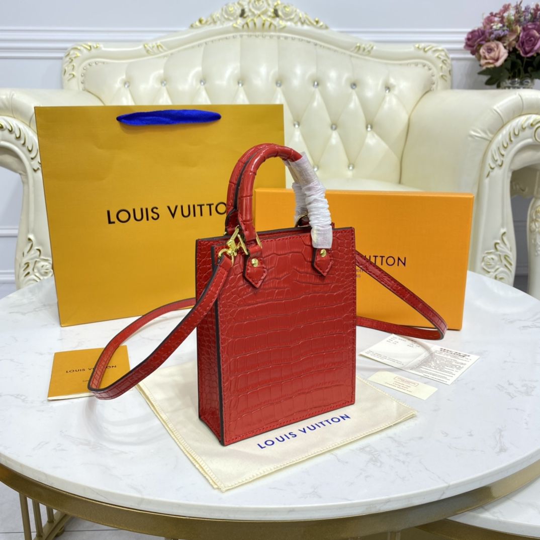 #n99487 l**is V*t*n brilliant alligator leather petit sac plat bag-red