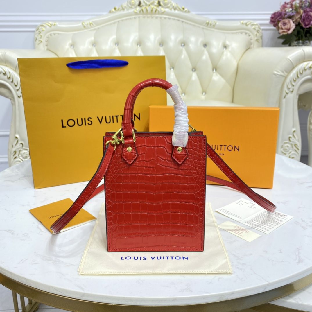 #n99487 l**is V*t*n brilliant alligator leather petit sac plat bag-red
