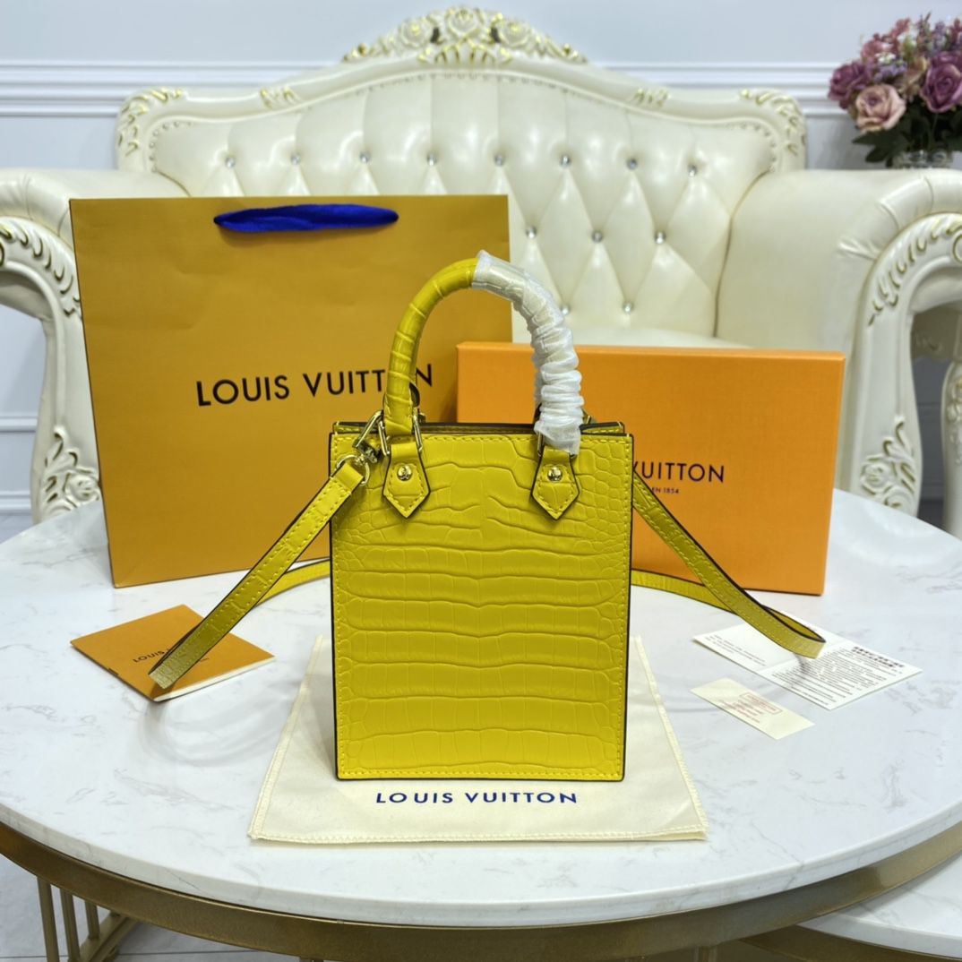 #n99487 l**is V*t*n brilliant alligator leather petit sac plat bag-yellow