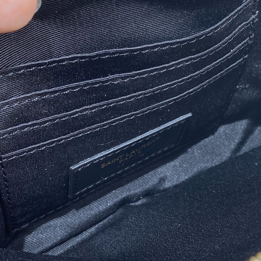 YSL Saint Laurent Becky Quilted Double-Zip Pouch-Crema