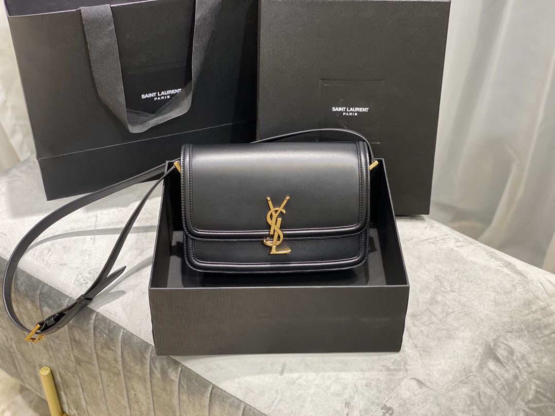 YSL SAINT LAURENT SOLFERINO MEDIUM SATCHEL IN BOX SAINT LAURENT LEATHER-BLACK