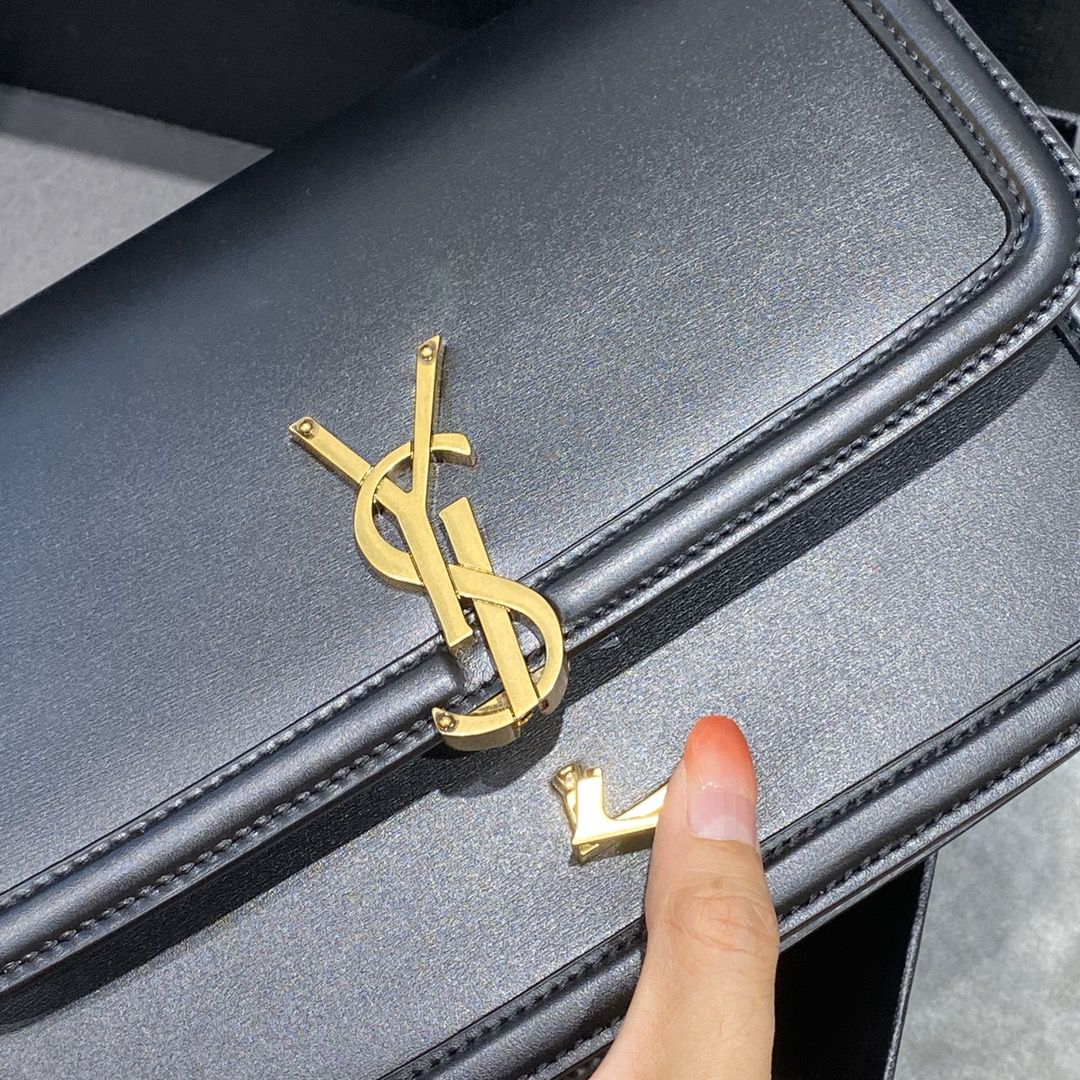 YSL SAINT LAURENT SOLFERINO MEDIUM SATCHEL IN BOX SAINT LAURENT LEATHER-BLACK
