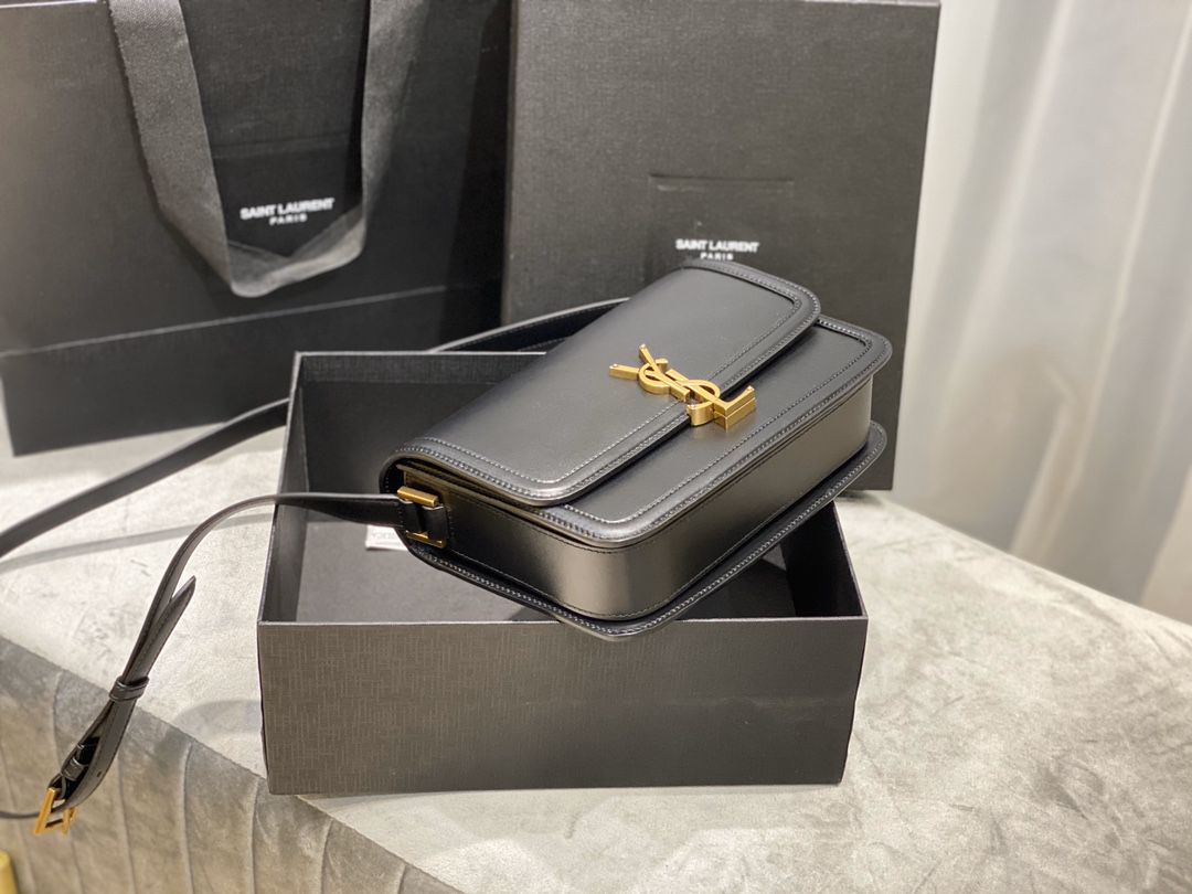 YSL SAINT LAURENT SOLFERINO MEDIUM SATCHEL IN BOX SAINT LAURENT LEATHER-BLACK
