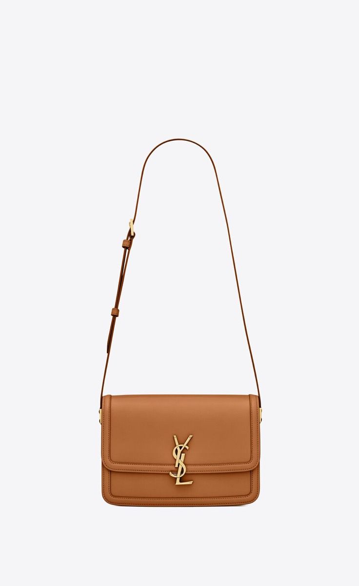 YSL SAINT LAURENT SOLFERINO MEDIUM SATCHEL IN BOX SAINT LAURENT LEATHER-DARK HONEY