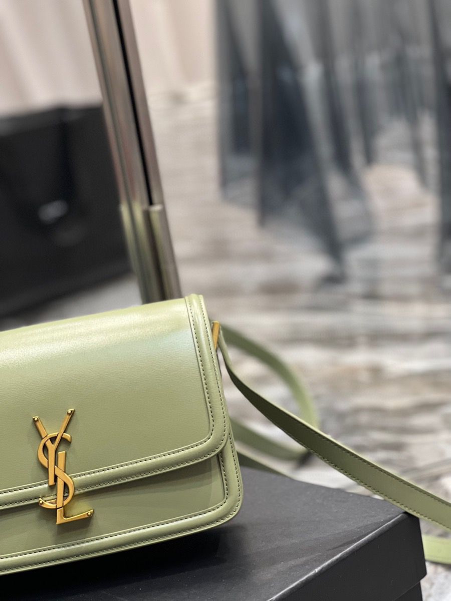 YSL SAINT LAURENT SOLFERINO MEDIUM SATCHEL IN BOX SAINT LAURENT LEATHER-PISTACHE