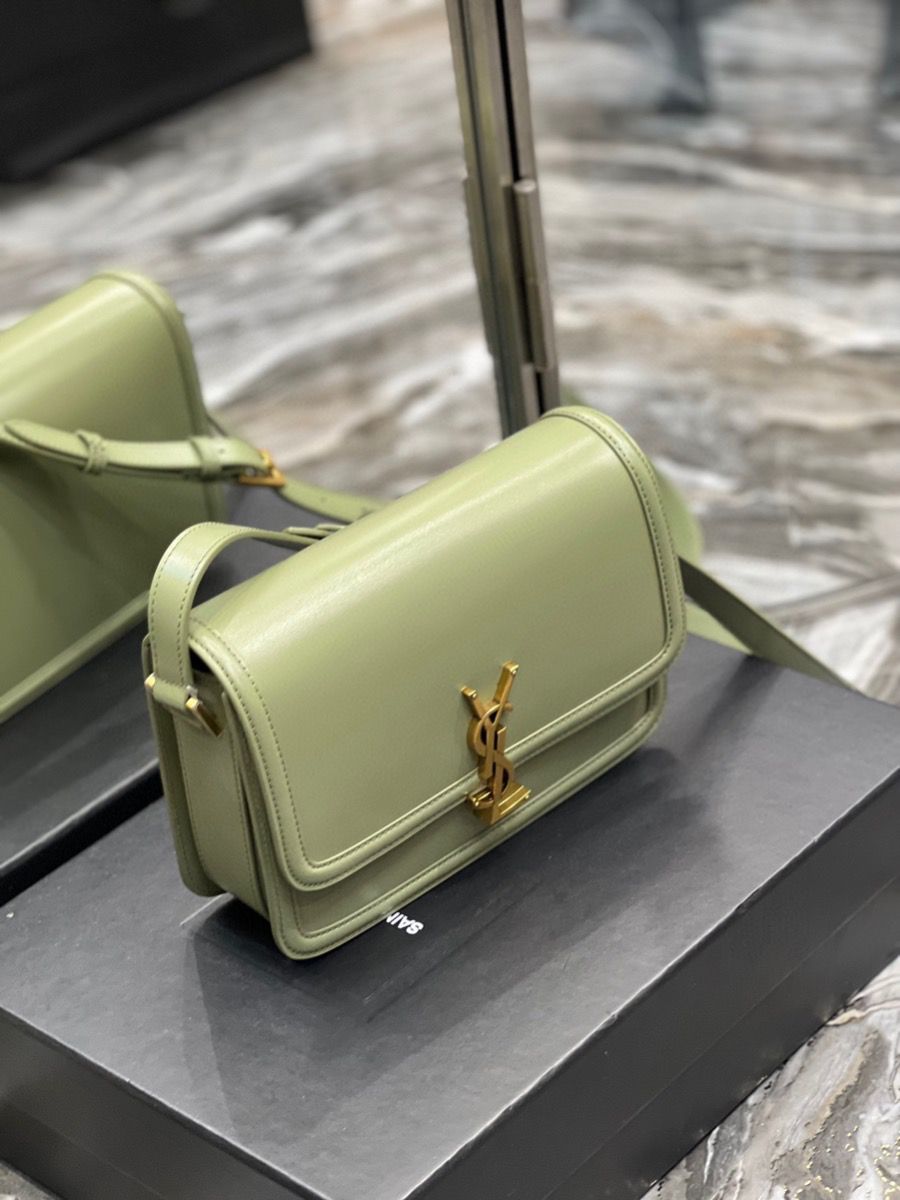 YSL SAINT LAURENT SOLFERINO MEDIUM SATCHEL IN BOX SAINT LAURENT LEATHER-PISTACHE