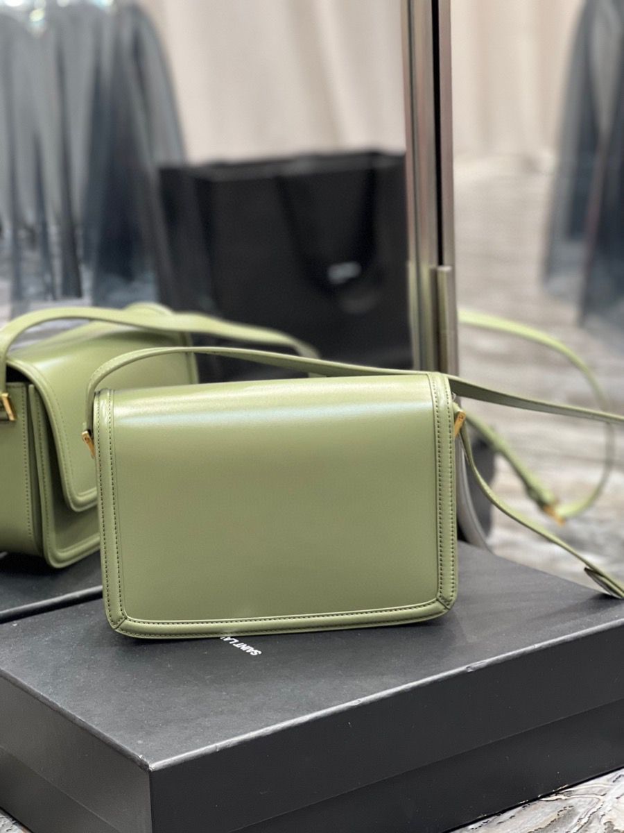 YSL SAINT LAURENT SOLFERINO MEDIUM SATCHEL IN BOX SAINT LAURENT LEATHER-PISTACHE