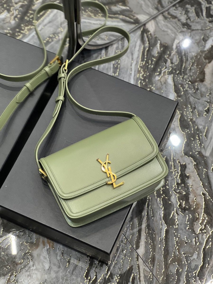 YSL SAINT LAURENT SOLFERINO MEDIUM SATCHEL IN BOX SAINT LAURENT LEATHER-PISTACHE
