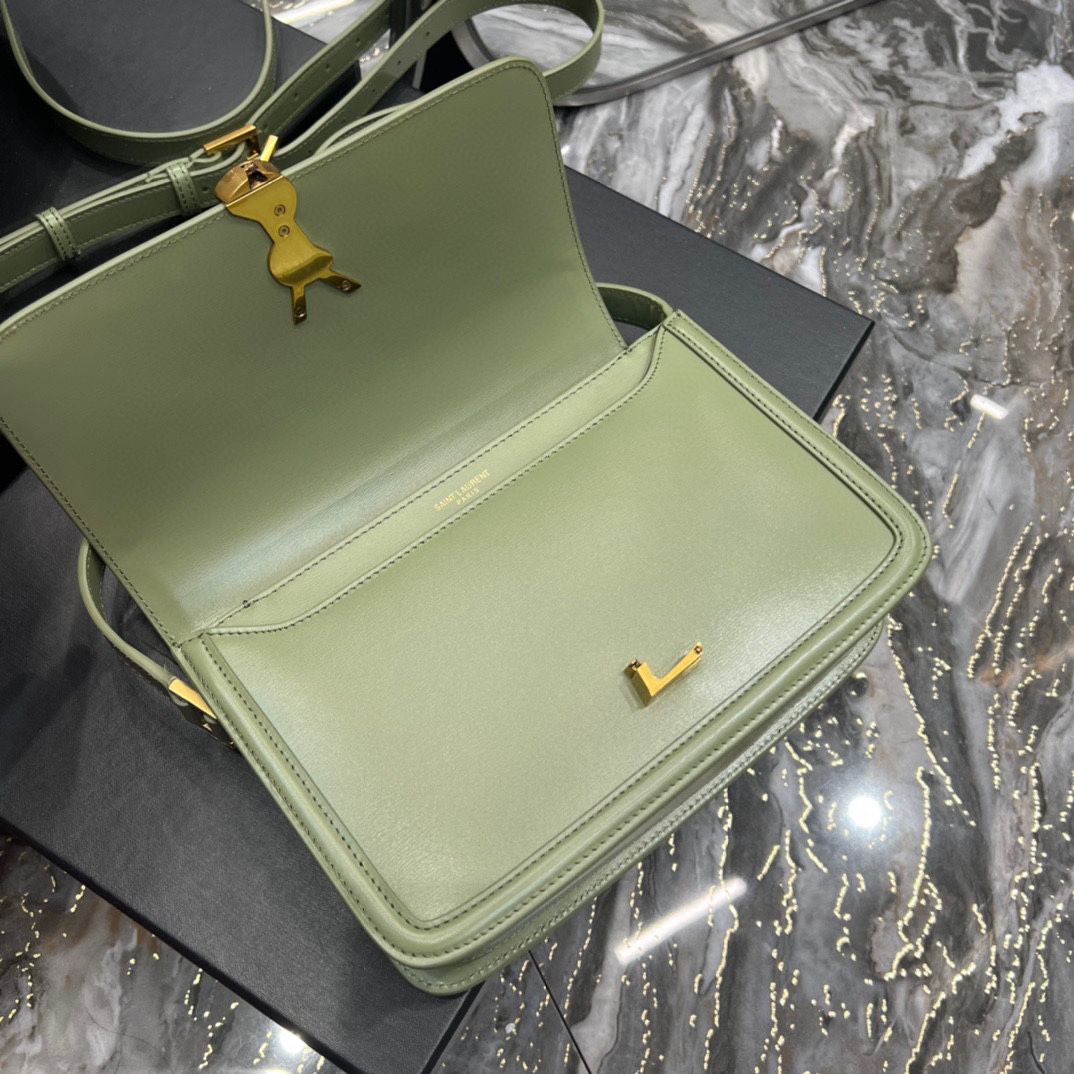 YSL SAINT LAURENT SOLFERINO MEDIUM SATCHEL IN BOX SAINT LAURENT LEATHER-PISTACHE