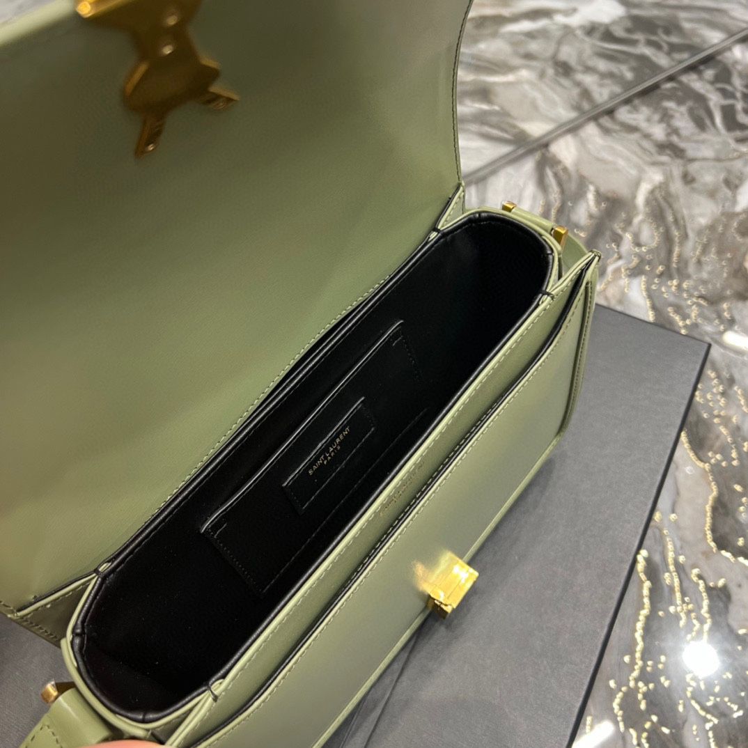 YSL SAINT LAURENT SOLFERINO MEDIUM SATCHEL IN BOX SAINT LAURENT LEATHER-PISTACHE