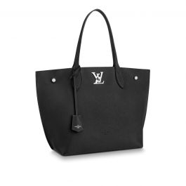 LOUIS VUITTON Authentic Women's Lock Me Go Tote Bag Black Leather M55028