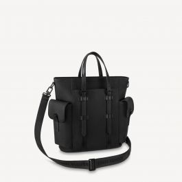 LOUIS VUITTON Christopher Tote Shoulder Bag Leather Black M58479