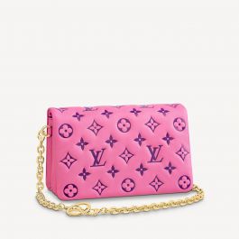 M80743 Louis Vuitton Embossed Lambskin Pochette Coussin-Blue/Red